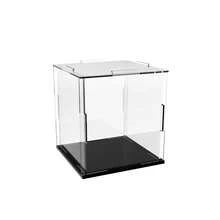 1 pieza Vitrina de acrílico transparente, montaje DIY, disponible en varios tamaños, adecuada para modelos, bloques de construcción, manualidades, exhibición de recuerdos y protección contra el polvo, decoración del hogar - Placa base de PVC negro de 5 mm. - Ver 15