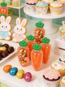 10个装复活节塑料胡萝卜糖果盒创意透明礼盒复活节派对装饰家居儿童生日回礼用品婴儿派对装饰派对回礼婴儿派对感谢礼物送给客人男孩女孩糖果装饰 - 彩色 - 查看 7