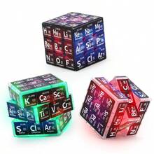 Cubo de rompecabezas de elementos químicos 3x3, regalo de fiesta de matemáticas y elementos químicos, herramienta de rompecabezas educativa - Multicolor - Ver 3