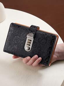 1Pc Password Lock Cash Savings Binder, Multi-Function Bill Storage Book, Cash Savings Booklet, Secure Cash Storage Organizer, 3-Digit Resettable Combination Lock, PU Leather Cover & Clear PVC Inner Pages, All-In-One Organizer For Bank Certificates, P - Grey - View 2