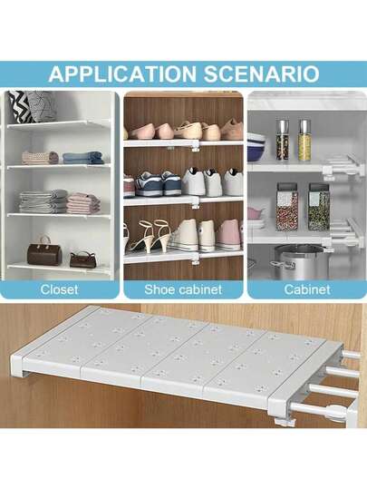 Expandable Wardrobe Tension Shelf Rods, Adjustable Metal Storage Racks, DIY Storage Cabinet Partitions, Cabinets, Wardrobes, Cupboards, Kitchens, And Bathrooms.