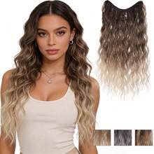 24-Inch V-Shaped Wavy Ombre Clip-In Hair Extensions, High-Temperature Fiber Material, For Women - Multicolor - View 7