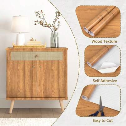 1 Roll 17.7 In* 118 In Wood Wall Paper Removable Waterproof Wood Grain Contact Paper Is Made Of Thickened PVC Vinyl, Which Is Water And Oil Resistant, Easy To Clean, Strong Coverage, And Won't Fade Even After Long-Term Use. The Wood Feels Realistic And Looks Like Real Wood Home Decoration