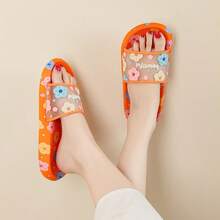 新款卡通时尚女式拖鞋，PVC材质防滑耐用，透气防臭，鞋底柔软舒适，百搭日常休闲女式拖鞋 - 橘色 - 查看 6