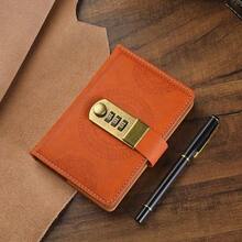 1 Pc Minimalist PU A7 Lockable Diary Secure Password Notebook Back To School Gift For Students - 粉紅色 1 件裝 - 查看 2