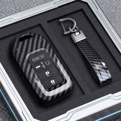 适用于 Vezel、City、Civic、Jazz、BRV、BR-V、HRV 等车型的 ABS 碳纤维汽车遥控钥匙壳保护套，钥匙扣保护器，汽车配件