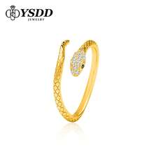 1pc Fashion Cubic Zirconia Snake Gold-Tone Adjustable Ring, S925 Sterling Silver Snake Design Gold Open Ring, Suitable For Daily Wear, With Certificate - Bạc - Xem 1