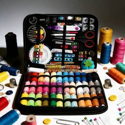 68pcs Portable Handmade Sewing Kit | Includes Threader, Multicolor Cotton Thread, Scissors, And Large-Eye Needles | Full-Function Sewing Tool Set With Multicolor Thread | Home, Travel, Repair Kit, And Essential Sewing Tools For Beginners, Practical Gift For Holiday And Birthday