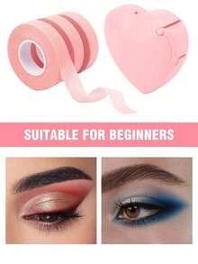 1/5/6件套心形眼妆套装，包含眼影、眼线工具、眼妆定妆凝胶、护眼贴、专业假睫毛、粘性布质假睫毛、透气布质假睫毛、睫毛提升贴，并附赠睫毛剪 - 粉色 - 查看 2