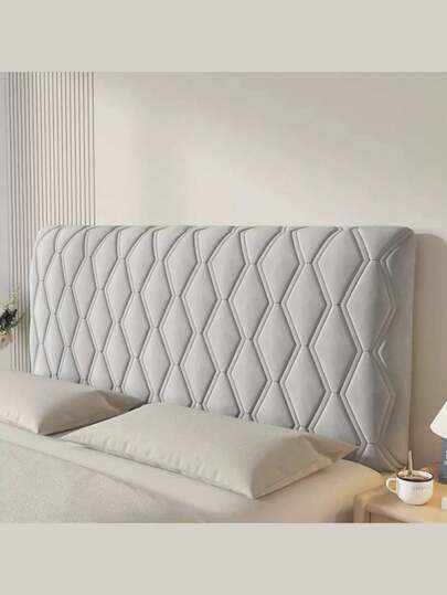 1pc Thick Velvet Full/Queen/California King Headboard Cover, Soft Dust-Proof Protective Cover With Pillows, Washable, Suitable For King Size Bed, Elastic Filling, Elegant For Double/Single Bed, Applicable For Wooden Bed, Couples