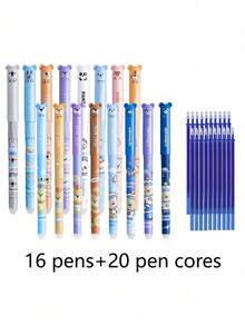 66pcs Cute Animal Park Erasable Gel Pens, With Blue Ink Refills, Various High-Quality Designs, Built-In Eraser, Smooth 0.5mm Ballpoint, Student & Holiday Gift - Sets - View 9