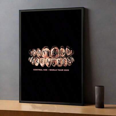 一幅无框帆布画，上面印有“我无法控制我的创造力”的字样。这款现代简约设计可折叠，易于清洁，适合在卧室、客厅等场所进行垂直装饰。