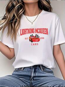 Disney Cars Double-Sided Short Sleeve, Lightning Mcqueen Shirt - Radiator Springs Park Short Sleeve, Family Vacation T-Shirt, Short Sleeve - White - View 2