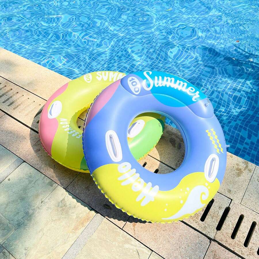 1pc Thick Double Air Chamber Summer Adult Swimming Ring, Inflatable Underarm Circle For Beginner Swimmers, Men & Women, Children, Anti-Flip Anti-Sinking - Multicolor - View 1