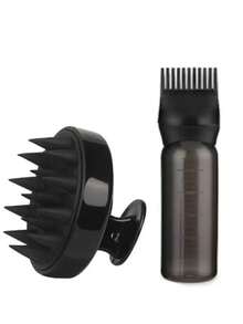 护发套装：喷雾瓶（200毫升/300毫升）、梳子瓶、染发剂和护发油瓶 - 染发剂瓶和头皮按摩梳，头皮清洁器和头部按摩器，缓解压力，促进头发生长，男女通用沐浴刷 - 让洗发更轻松快捷，适合家庭和沙龙使用 - 洗髮套裝 - 查看 15