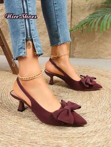 Giày sandal nữ mũi nhọn kiểu dáng mới, gót cao, quai ngang, kín mũi, thời trang, thiết kế gợi cảm, thanh lịch, phù hợp cho những dịp đặc biệt, thoải mái khi mang, thích hợp cho các bữa tiệc hoặc sự kiện. - Màu Đỏ Sâu - Xem 3