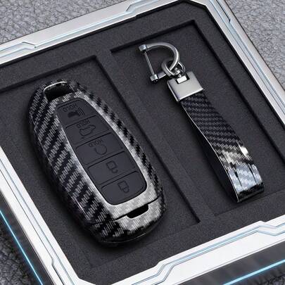غطاء مفتاح السيارة الحديث من ألياف الكربون ABS ب- 3/4/5 أزرار ل- I30، Ix35، KONA، Encino، Solaris، Azera، Grandeur، Ig، Accent، Santa Fe، Palisade