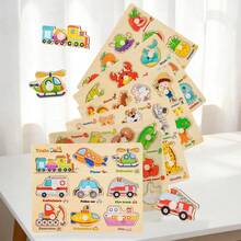 Wooden Puzzle Montessori Early Learning Educational Toy, Matching Pairing Board For Kids - 彩色 - 查看 7
