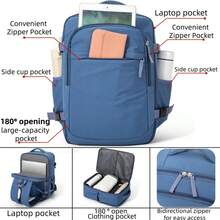Mochila de grande capacidade com abertura lateral de 180°, feita em tecido Oxford resistente, ideal para viagens e atividades ao ar livre. Possui compartimento separado para laptop com trava e design adequado para esse tipo de viagem. Perfeita para viagens a negócios e curtas. - Multicolorido - Ver 4