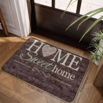 1件装美式乡村风格木纹经典英式四季通用迎宾垫，宠物友好型入口门垫，柔软吸水浴室垫，节日装饰厨房地毯，卧室床边地毯，适用于室内/室外入口装饰