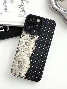 1件装时尚蕾丝波点图案黑色瞳孔设计软手机壳，兼容 16/16Pro/16Plus/15/15ProMax/15Pro/11/12/13/14ProMax/12Mini/13Mini/11Pro/11ProMax/12Pro/12ProMax/13Pro/13ProMax/14Pro/14ProMax，创意优雅 - 彩色 - 查看 1