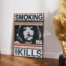 1幅“吸烟有害健康”复古帆布海报，暗黑美学宣言墙饰，赛博朋克杂志风格印刷品，前卫复古无框帆布装饰画，房间装饰海报，家居装饰墙饰（无框） - A - 查看 5