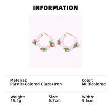 一对法式优雅玻璃樱花和仿珍珠耳环，适合女性日常、度假、派对佩戴，四季皆宜。 - 彩色 - 查看 7