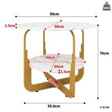 Dining Set (5 Pieces), Including A Table And Four Chairs, A Modern Kitchen Set, A Round Table 80 Cm In Diameter With Gold Metal Legs And Marble Effect MDF Top, And Grey Chairs. - Grey - View 3
