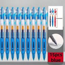 15pcs/Set 0.5mm Retractable Ballpoint Pen Set, Black/Red/Blue Ink Rollerball Pens, Writing Supplies, Office Stationery, Gift - 15 Multi-color Shades - View 9