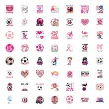 124 Pcs Pink Soccer Stickers, High Quality Stickers Decals Scrapbook, Diary, Laptop, Bumper, Skateboard, Water Bottle, Computer, Phone, Hard Hat, Car, Tablet, Bicycle Stickers - Random Style - View 9