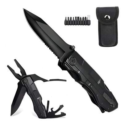 Multitool Knife Stainless Steel Multitool Pliers Pocket Knife With Safety Lock Portable Utility Pocket Knife Bottle Opener Screwdrivers Pliers For Camping Hiking Men