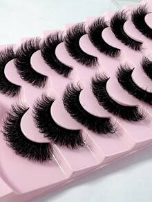 7 Pairs Natural Fluffy & Delicate False Eyelashes, Suitable For Daily Wear, Cartoon Style, Travel Essential, Strip Eyelashes - Black - View 2