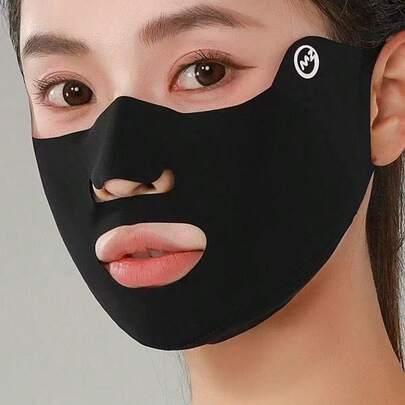 Outdoor Sports UV Protection Face Mask, Breathable Ice Silk Ear-Loop Mask For Running, Golf, Mouth & Nose Exposed