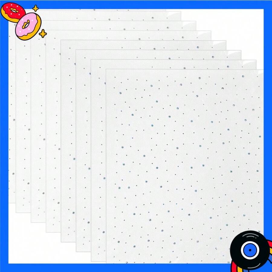 8-Pack Iron-On Rhinestone Sheets For Clothing Crystal Heat Transfer Decals For DIY Jackets, Jeans, Hats Glitter Bling Patches For Heat Press Application On Apparel(2mm & 3.5mm Mixed Sizes) - Default - View 1