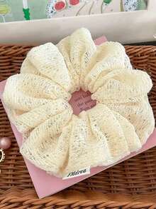 1pc Women's Gentle Minimalist Fabric Hollow Lace Scrunchie, Large Hair Tie Beauty Home Hair Accessories Ponytail Holders Hair Elastics Hair Rubber Bands Hair Rope Elastic Hair Tie - Multicolor - View 12