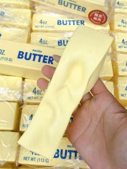 Soothing Butter Stick Toy - Moisturizing And Soft, Can Relieve Anxiety, ADHD And Stress. Realistic Butter Block Shaped, Soft Slow Rebound Material, Moisturizing Texture, Squeeze And Slowly Recover, Suitable For Office, Study Or As Desktop Decor And Creative Gift.