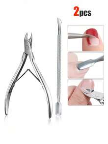 8/6/5/4/3/2/1 Pieza Juego de herramientas para el cuidado de uñas, cortaúñas, cortaúñas de acero inoxidable, recortador de uñas, removedor de cutículas, kit de pedicura - Plateado - Ver 11
