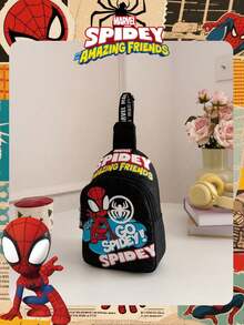 1pc Marvel Official Licensed Spider-Man Graphic Chest Bag With Adjustable Strap, Zipper Closure, Lightweight Crossbody Bag, Suitable For Men/Teens/Students/Graduates/Young Fans, Ideal For Daily/Outdoor/Sports/Running/Gym Use, Hiking Bag - Black - View 9