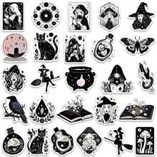 52pcs Trending Black & White Witch Doodle Stickers, Suitable For Luggage, Skateboard, Phone, Bicycle, DIY Decoration Scrapbook Supplies Stationery Funny Stickers Kindle - Color - View 4
