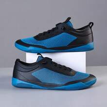 男女款低帮举重鞋，网面鞋面平底健身房训练力量举硬拉运动鞋，快速系带极简交叉训练鞋 - 藍色 - 查看 3