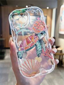 Cream-Colored Textured Transparent Graffiti Shockproof Phone Case Compatible With IPhone 14, 14 Pro, 14 Pro Max, Summer, International Version,  Not The Domestic Version - Multicolor - View 6