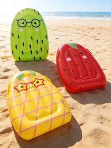 1 pieza Tabla de surf inflable con patrón de frutas, tabla de entretenimiento portátil para vacaciones, adecuada para actividades acuáticas de verano, flotador inflable para piscina, artículo esencial para la playa - Multicolor - Ver 1