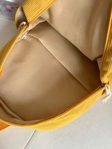 2026 High-Value Student Backpack, Minimalist Corduroy Large Capacity Middle School Backpack - Yellow - View 7
