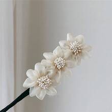 1pc Organza Flower Hair Bun Maker, Slouchy Hairstyling Tool For Ethereal Look - Multicolor - View 8