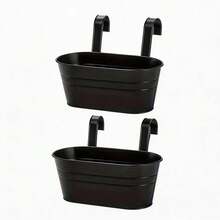 2pcs Iron Hanging Buckets, Balcony Yard Home Succulent Planter Pots, Detachable Handle Hanging Flower Pots - Multicolor - View 11