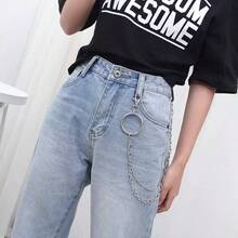 1 pieza Cinturón de cadena de estilo punk para mujer con 1 pieza de cadena de cintura de metal - Negro - Ver 4