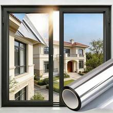 Window Insulation Film, One-Way Privacy Glass Film, Balcony Blackout Sun Shading Film For Home Use, With Tools Included - Double-sided Silver Window Film - View 12