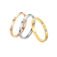 Bộ 3 chiếc nhẫn thời trang nữ bằng thép không gỉ, đính đá Cubic Zirconia 2mm, ba màu, có thể xếp chồng lên nhau, giữ màu tốt, ít gây dị ứng, thích hợp làm quà tặng. - Nhiều màu - Xem 9