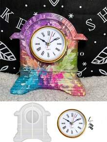 Set Cetakan Jam Vintage, Termasuk Cetakan Jam Meja + Mesin Jam, Cetakan Jam Berdiri Retro DIY, Cetakan Silikon Dekorasi Jam Vintage, Set Cetakan Jam, Set Cetakan Praktis, Dekorasi Suasana, Ide Hadiah Ulang Tahun, Hadiah untuk Teman dan Keluarga, Cetakan Ramah Pemula, Dekorasi Rumah - A - View 2