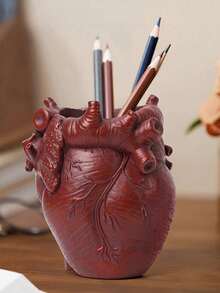 Realistic Human Heart Shaped Storage Container – Unique Makeup Brush & Pencil Holder - Heart Pen Holder - View 10